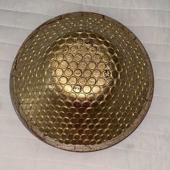 PIER 1 Red Water Colors and Gold Outer Blown Glass Pebbled Decorative Plate - Picture 3 of 4